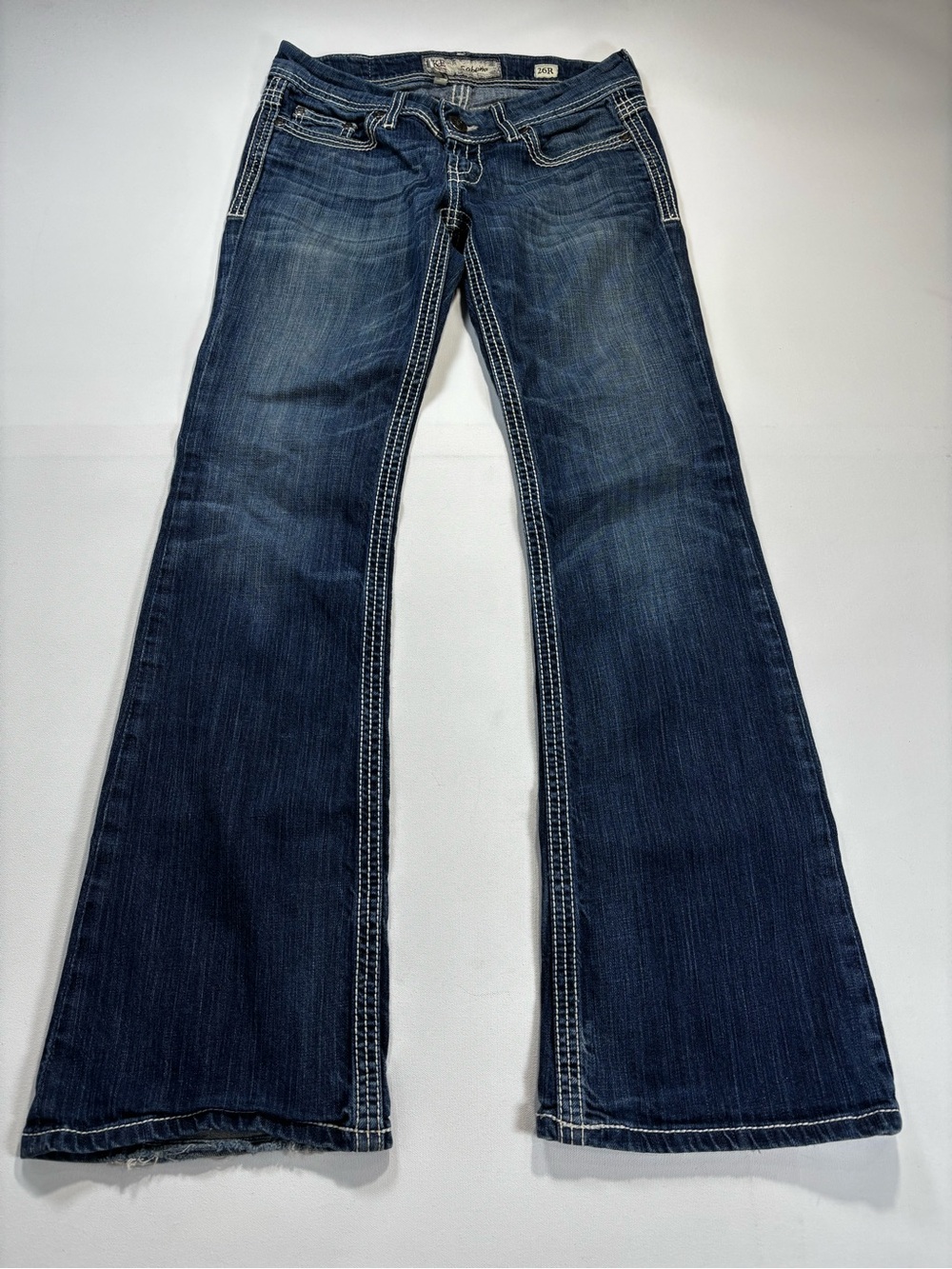 BKE Women's Dark Blue Flare Jeans with Contrast Stitching